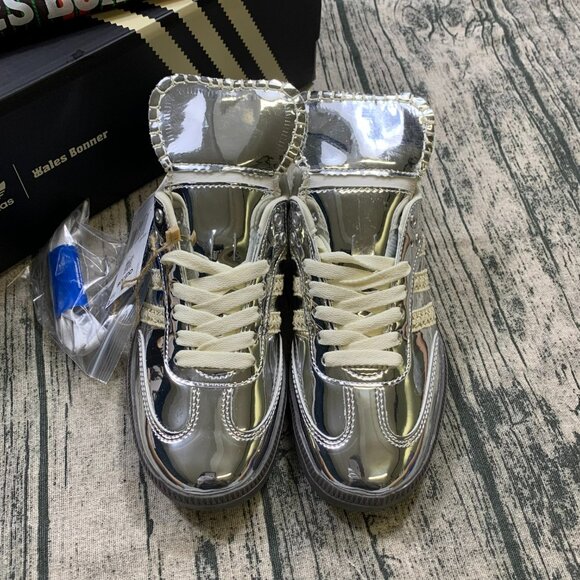 New Adidas Samba x Wales Bonner Silver Metallic Women Sneaker - Picture 9 of 11